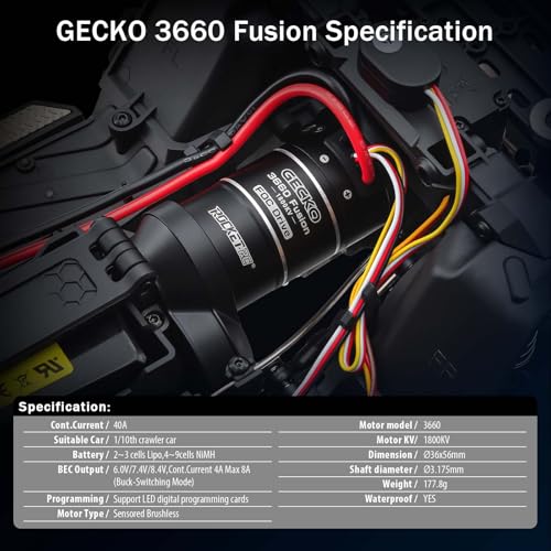 3660 Brushless Motor Fusion Foc Drive and Programming Card Combo for 1/10 RC Crawler Car (1800kv)