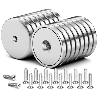16 Pack 110 LBS Strong Magnets with Holes Neodymium Round Cup Magnets with Screws Rare Earth Magnet for Wall Mounting, Waterproof Countersunk Hole for Kitchen Garage Holding Tools DIY Crafts - size: 16 Pack 110LBS