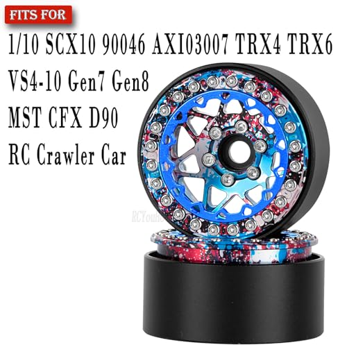 RC Aluminium 1.9 Beadlock Wheel Rims Set for 1/10 SCX10 90046 AXI03007 TRX4 TRX6 VS4-10 Gen7 Gen8 CFX MST D90 RC Crawler,(4PCS) 1.9 RC Beadlock Rims,1.9 rc Wheels,Colorful - color: Colorful- (Wheel Rims)