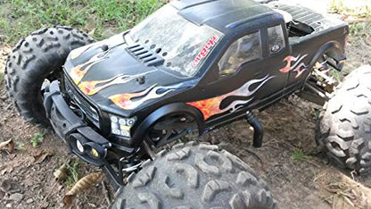 RC car Truck - Tribal Flames - 10pc Body Decal kit - Universal for Arrma Losi HPI Axial Traxxas Redcat Tekno 1/10 1/8 Scale Rock Crawler Stickers (Torched Steel) - color: Torched Steel