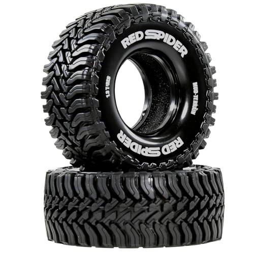 REDSPIDER 1.3" RC Crawler Tires with Foam Inserts, 68mm All Terrain for 1/18 TRX4M FCX18, 1/24 SCX24 AX24 FCX24 Micro Crawler Upgrade Parts, 4PCS (Tires)
