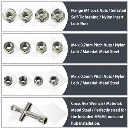 Aluminum 12mm Hex Wheel Hub 4Pcs w/Axle Pin M4 Flange Lock Nut Standard M3 M4 Nut, 7mm Thickness Wheel Drive Adapter Upgrades Parts for 1/16 TRAXXAS MINI MAXX 4WD RTR RC Car(Blue) - color: Blue