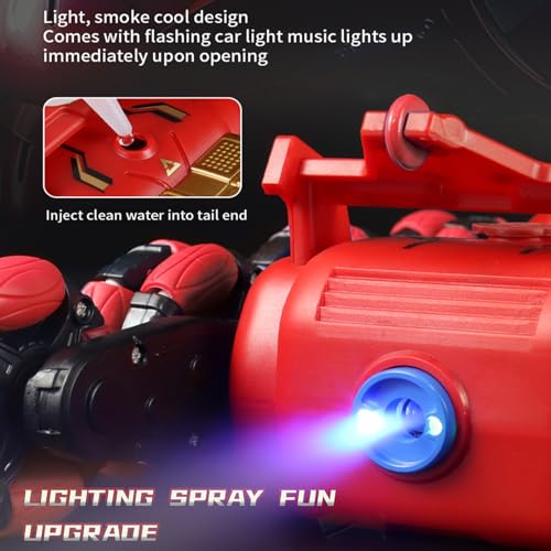 GoolRC 8WD Gesture Sensing RC Stunt Cars, Remote Control Robot Dog Toy for Teens, 2.4GHz Remote Control Car with Spray, Light and Music, Christmas Birthday Gift (Red) - color: Red