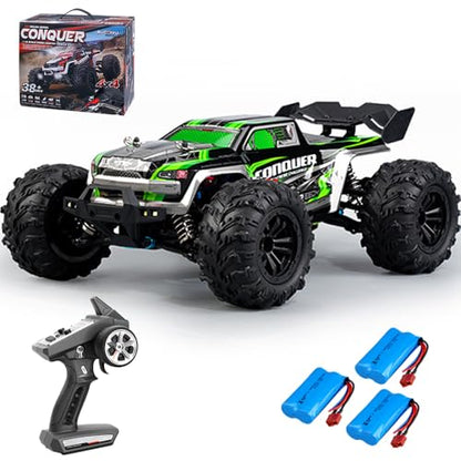 X-Verse 16102 1/16 Fast RC Cars for Adults, Max 38 mph Carbon Brush Motor RC Car All Terrain RC Truggy Waterproof Off Road Truck, 3 Battery(Green) - color: 16102 Green
