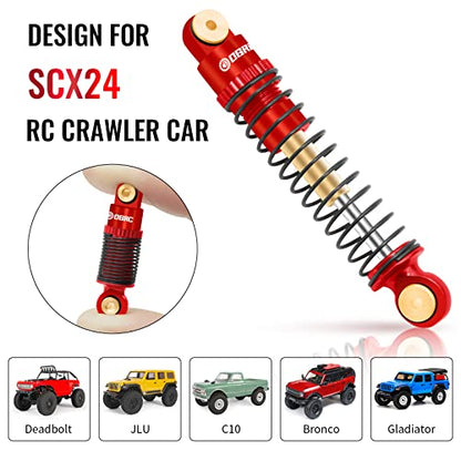 OGRC Shocks Absorber Aluminum Front & Rear Shock Damper RC Shocks for Axial SCX24 C10 JLU Deadbolt Gladiator Bronco Upgrade Parts (Red) - color: Red