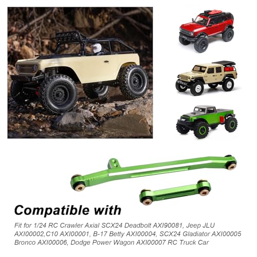 Hobbypark Aluminum Steering Rod Tie Links High-Tightening Linkage for Axial SCX24 Gladiator Bronco C10 JLU Deadbolt B17 1/24 RC Crawler (Green) - color: Green