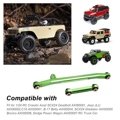 Hobbypark Aluminum Steering Rod Tie Links High-Tightening Linkage for Axial SCX24 Gladiator Bronco C10 JLU Deadbolt B17 1/24 RC Crawler (Green) - color: Green