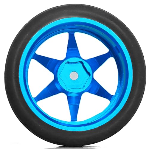 REDSPIDER 12mm Hex RC Wheels and Tires Metal Wheel Rims OD2.56'' RC Rally Racing Tyres for Tamiya TT01 TT02 XV01 TA06 A959 PTG2 HPI KYOSHO PTG2 Traxxas 1:10 Street Touring Drift Car (Blue) - color: Blue