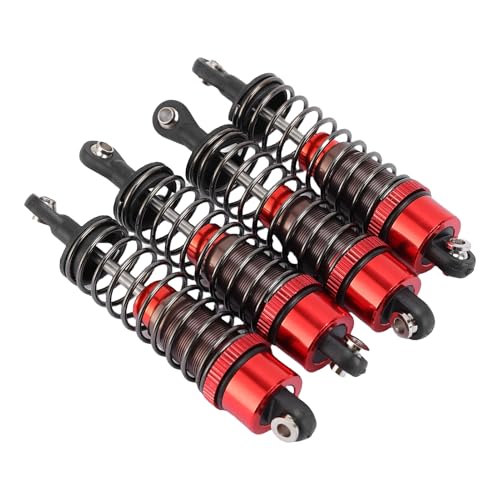 4 PCS Aluminum Alloy RC Shock Absorbers with Hydraulic Oil Damping System for 1/10 Scale RC Cars Off Road Buggy (Red) - color: Red