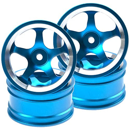 4Pcs Vgoohobby Metal Wheel Rims 12mm Hex Hub 5-Spoke Width 26mm Compatible with 1/10 Tamiya Kyosho HSP HPI Traxxas RedCat Sakura 1/10 On-Road Racing Touring RC Drift Car (Blue) - color: Blue