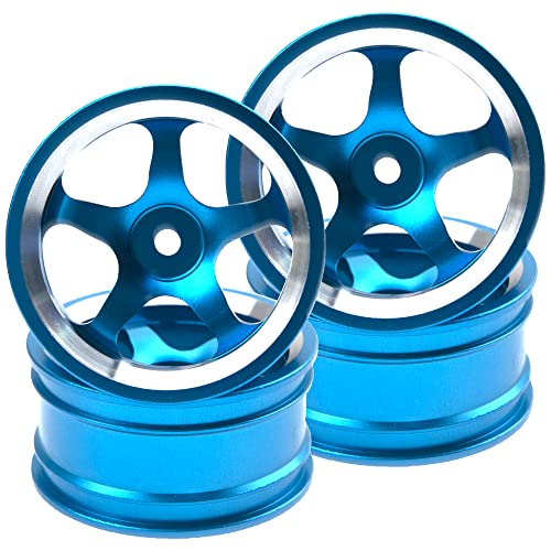 4Pcs Vgoohobby Metal Wheel Rims 12mm Hex Hub 5-Spoke Width 26mm Compatible with 1/10 Tamiya Kyosho HSP HPI Traxxas RedCat Sakura 1/10 On-Road Racing Touring RC Drift Car (Blue) - color: Blue
