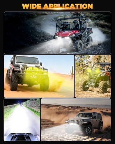 Auxbeam V-MAX Series 7" 204W Cube LED Light Pod 270° Side Shooter Light Bar | 204W 24000LM Pod Lights, Spot Flood Combo Beam, Offroad Light with DRL & Back light, IP67 Waterproof, with Harness Kit - color: 7*5in Cube LED Pod