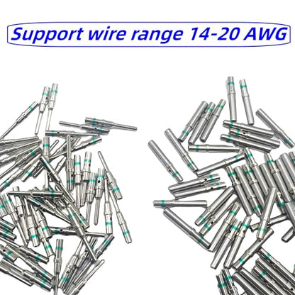 50 Pairs (100PCS) Deutsch Pin Connector Kit Size 16 Solid Contacts DT Series Connector,50PCS Male Pins and 50PCS Female Sockets for Deutsch Pins 14-20 AWG Wire Gauge
