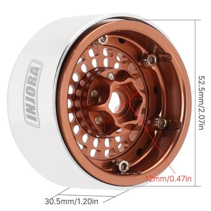INJORA Turbine 1.9" Aluminum Wheel Offset -10mm for 1/10 RC Crawler(Bronze) - color: Bronze