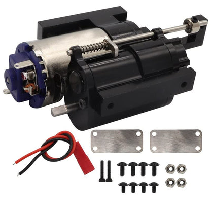 2nd Gear Gearbox Speed Change Gear Box with 370 Brushed Motor, Third Generation Metal Wave Box, for 1/16 WPL C24 C34 C44 C54 B16 B36 MN D90 MN40 MN45 MN77 MN99 MN99s RC Car (Black) - color: Black