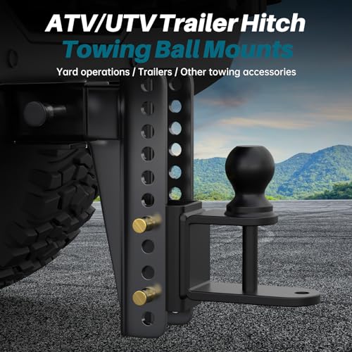 #99004 3-in-1 ATV/UTV Adjustable Trailer Hitch Towing Ball Mounts with 2" Ball Hitch Rated 2000 LBS, Winch Strap Loop Rated 5000 LBS Fits CROSSHIP #88001, 88002, 88003, 88004, 88005, 88006 - color: Replacement ATV/UTV Trailer Hitch