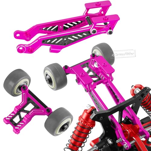 RC Upgrades Part for 1/8 Kraton/Outcast/Notorious 6S BLX,Alloy Front Rear Suspension Arms,Front Knuckles Steering Blocks &Rear Hub Stub Axle Carriers,Wing Mount &Wheelie Bar Set,Pink - color: Pink(1set)