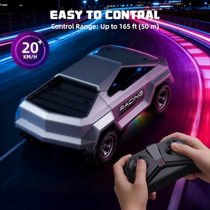 Remote Control Car, 1:24 Scale Pick-up RC Truck, 2WD High Speed All Terrain Off-Road Vehicle with Lights & Load Space, 2.4GHz Off-Road Vehicles Kids Gifts for Boys/Girls Age 3+
