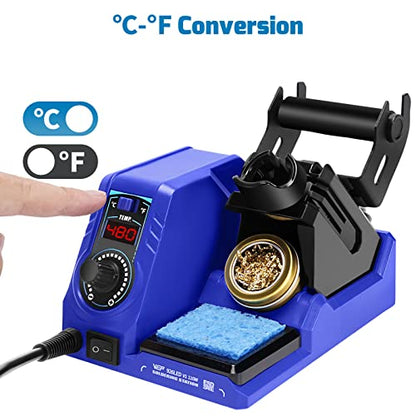WEP 926LED V1 110W Soldering Iron Station Kit with Solder Wire, 5 Soldering Tips, Tip Cleaner, Tweezers, Desoldering Pump with Precision Temperature Control, Sleep Mode, ℉/℃