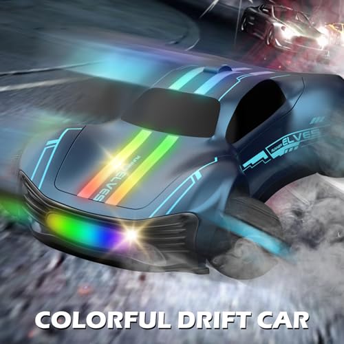 1:16 Scale RC Drift Car, 4WD Drift Stunt Car Round Wheel Concept Vehicle with All Terrain Tires, LED Lights, Christmas Birthday Gifts for Teen Adults - color: Gray, size: 1 Battery