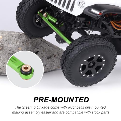 Hobbypark Aluminum Steering Rod Tie Links High-Tightening Linkage for Axial SCX24 Gladiator Bronco C10 JLU Deadbolt B17 1/24 RC Crawler (Green) - color: Green