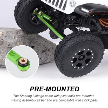 Hobbypark Aluminum Steering Rod Tie Links High-Tightening Linkage for Axial SCX24 Gladiator Bronco C10 JLU Deadbolt B17 1/24 RC Crawler (Green) - color: Green