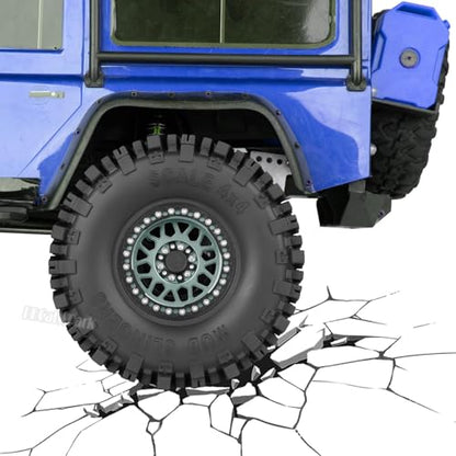Aluminum 2.2 Wheel Tires for 1/10 SCX10 SCX10 II SCX10 III SCX10 Pro TRX4 TRX6 Gen7/8 D90 VS4-10 MST CFX RC Crawler Car,2.2 Beadlock Wheel Off Road Buggy Rally RC Truck Tires,Titanium - color: Titanium - (4pcs Tires)