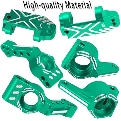 for Aluminum Upgrades Parts 1/10 Rustler 2WD(VXL)/Slash 2WD(VXL)/Stampede 2WD(VXL)/Bandit 2WD(VXL),Front Steering Block Knuckles&Rear Hubs&C-Hubs Caster Blocks Hops Up,Green