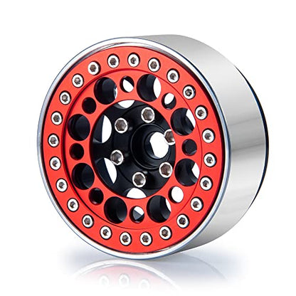 4pcs 2.2inch Aluminum RC Beadlock Wheel Replacement Ring for 1/10 RC Crawler Car 2.2" Wheels Rim (Red) - color: Red