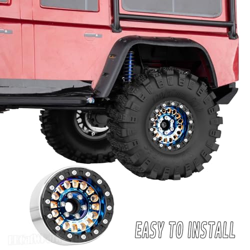 1.9 Brass Beadlock Wheel Rim for 1/10 SCX10 SCX10 II 90046 SCX10 III AXI03007 SCX10 Pro TRX4 TRX6 Gen7/8 D90 VS4-10 MST CFX RC Crawler Car,Brass Beadlock & Aluminum Deep Dish Rim,Colorful - color: Colorful - (4Pcs Rim)