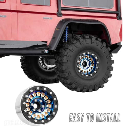 1.9 Brass Beadlock Wheel Rim for 1/10 SCX10 SCX10 II 90046 SCX10 III AXI03007 SCX10 Pro TRX4 TRX6 Gen7/8 D90 VS4-10 MST CFX RC Crawler Car,Brass Beadlock & Aluminum Deep Dish Rim,Colorful - color: Colorful - (4Pcs Rim)