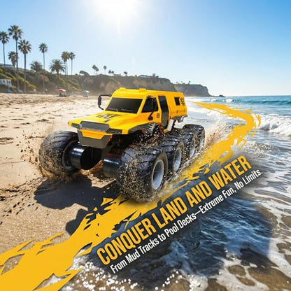 KB KAIBO 1:12 Large Amphibious Remote Control Car Monster Truck - 8WD All Terrain Waterproof Toy for Kids, 7.4V High-Speed Remote Control Car for Boys Girls Ages 6-12, Perfect Birthday Gifts -Yellow - color: Yellow