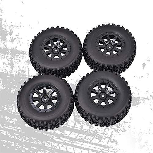 Hosim 1/10 RC Car Tires and Wheels with Foam Insert M4 Hex Hub for for Axial/SCX10/Losi TRX HSP CC01 D90 D110 Offroad Racing RC Truck Crawler 9mm Wheel OD 3.94 inch/100mm