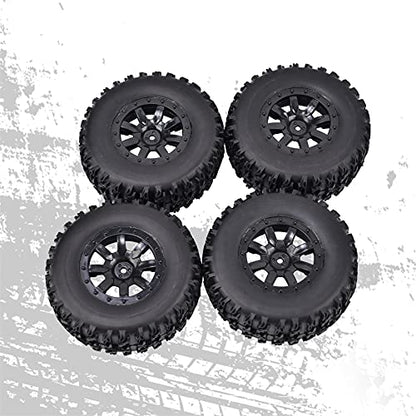 Hosim 1/10 RC Car Tires and Wheels with Foam Insert M4 Hex Hub for for Axial/SCX10/Losi TRX HSP CC01 D90 D110 Offroad Racing RC Truck Crawler 9mm Wheel OD 3.94 inch/100mm