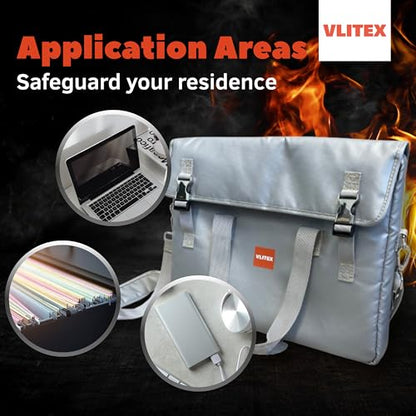 VLITEX Lithium Battery Storage Bag | Engineered in Germany | Fireproof Fabric Lipo Safe Bag | Safeguard Laptops, Batteries, Documents, Cash Money etc.