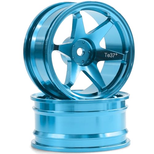 REDSPIDER • 1/10 RC Drift Wheels Rims 12mm Hex Alloy Aluminum for 1:10 Scale Rally Racing Car Tires Tamiya TT01 TT02 XV01 TA06 A959 PTG2 HPI KYOSHO HSP PTG2 Touring Street Tyres 4PCS (Blue) - color: Blue
