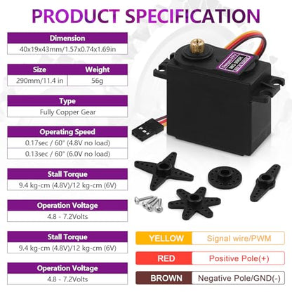 Deegoo-FPV MG996R Full Copper Gear Digital Servos, 4-Pack | Full copper gear train and 180° control for demanding RC steering, robots, aircraft and mechanical-arm projects. - style: 4 PCS Fully Copper