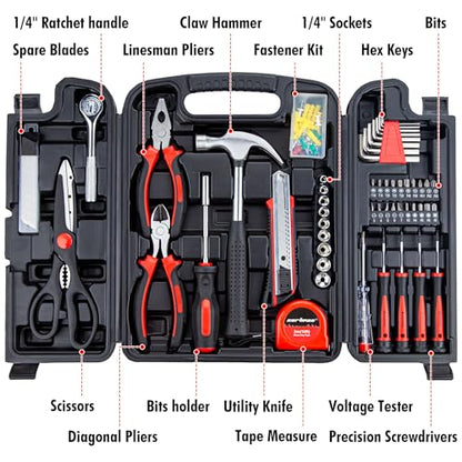 CARTMAN 140-Piece Household Tool Kit, Hand Tools Set with Organized Storage Case for Home DIY Repairs | All-in-one household tools for daily repairs & DIY projects. Portable design with tidy storage space. - style: 140 PC