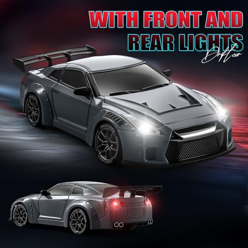 RC Drift Car, 1:24 Remote Control Car for Kids, 20KM/H 4WD High Speed RC Cars with Lights, Extra Racing Tires, Vehicle for Adults Boys Girls, Gray - color: S815 Gray