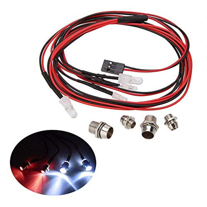 RC Truck Car Led Light Kit,WONFAST LED RC Car 4Led Lamp Set 2 White Headlights 2 Red Taillight Compatible with 1/10 1/8 Truck Rc Car Tank Hsp Tamiya D3 Rc Car Accessories - color: 4 Led