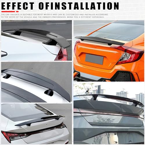 JMTBNO 46Inch Universal Rear Spoiler, Black Sport Style Racing Spoiler Truck Wing Lightweight,Rear Trunk Spoiler Wing Lid Tail Deck Spoiler Fit for Sedan Coupe Hatchback - color: Matt Black