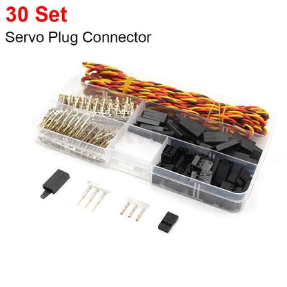 30 Sets/Box Servo Cable Connector Kit Futaba Anti-loosening Lock wtih 22AWG 60Core Extension for RC Robot Airplane Car Servo ESC (30Set Servo Plug)