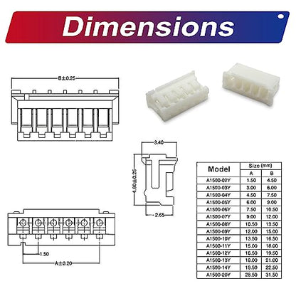JST Connector Kit 1.5mm Pitch JST-ZH 1.5 Male Female Connector with Premium 28AWG Pre-Crimped Extension Cables,ZH 1.5mm Connector 2/3/4/5/6/7/8/9/10 Pin Male Female Housing (ZH-MF-Kit) - size: JST-1.5MM-ZH Male Female