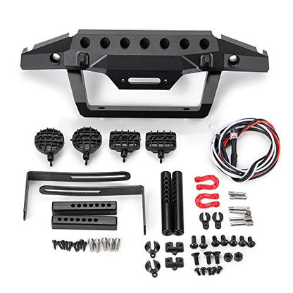 Metal Front Bumper with LED Lights/Lampshade/Shackles for TRX4/SCX10-ii 90046 1/10th RC Crawler Car