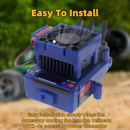 VXL-3s ESC Cooling Fan and Motor Cooling Fan Dual Fan Set Compatible with 1/10 Traxxas Slash 4×4 VXL Rustler 4X4 Stampede 4X4 Hoss 4×4 Velineon VXL-3s Heat Sink,Silvery - color: Silvery