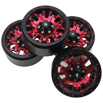 ShareGoo Metal 1.9inch Beadlock Wheel Rims 12mm Hex Hubs 10-Spoke Compatible with Traxxas TRX4 Axial SCX10 RC4WD D90 D110 Tamiya CC01 MST Redcat Gen8 1/10 RC Crawler Car (Red) - color: Red