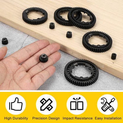 MECCANIXITY 48P Hardened Steel Pinion Gear, 26T 3.175mm Shaft Metal Motor Gear with Hex Key for RC Brushless Brush Motor Model Car Replace(Black) - size: 26T