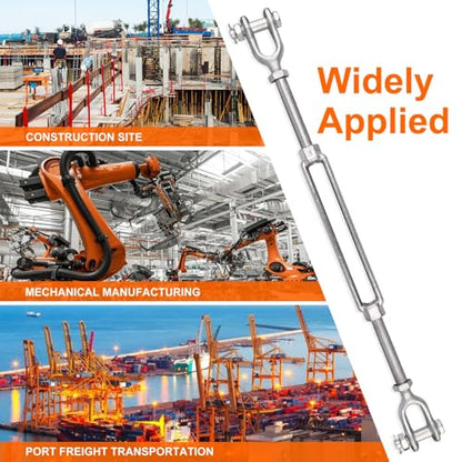 1 x 12 Inch Turnbuckle Forged Galvanized Steel Jaw and Jaw Turnbuckles for Cable Rail Rigging Rope Chain, 10,000 lbs Working Load Limit, 1PCS (1" X 12") - size: 1" X 12"