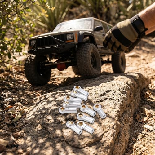 Alomejor RC Link Rod Ends,Lightweight Aluminum Durable Tie Rod End Ball Joint M3 10pcs Silver for RC Cars Trucks Drones Hobbyists Model Builders