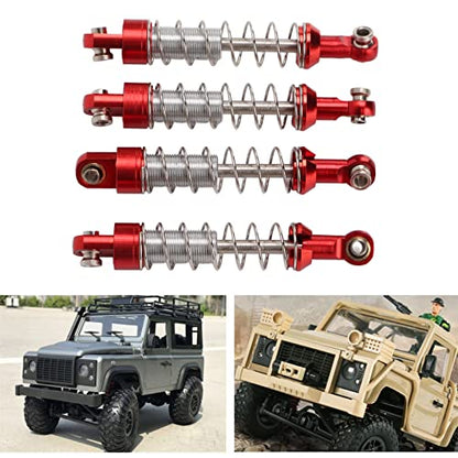 OUKENS RC Shock Absorber Set, 4Pcs Metal Red Adjustable Oil Shocks for 1/18 1/16 RC Crawler, Compatible with TRX4M, WPL C14 C24, MN D90, Axial Capra Upgrade Parts - color: Red